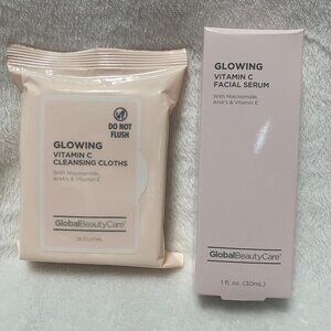 Glowing Vitamin C Cleansing Cloths 25 Ct &Vitamin C Facial Serum Set